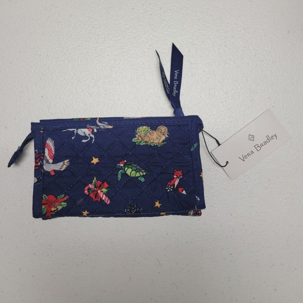 Vera Bradley Zipper Pouch Quilted Bag Clutch Makeup Holiday Animals‎ Christmas